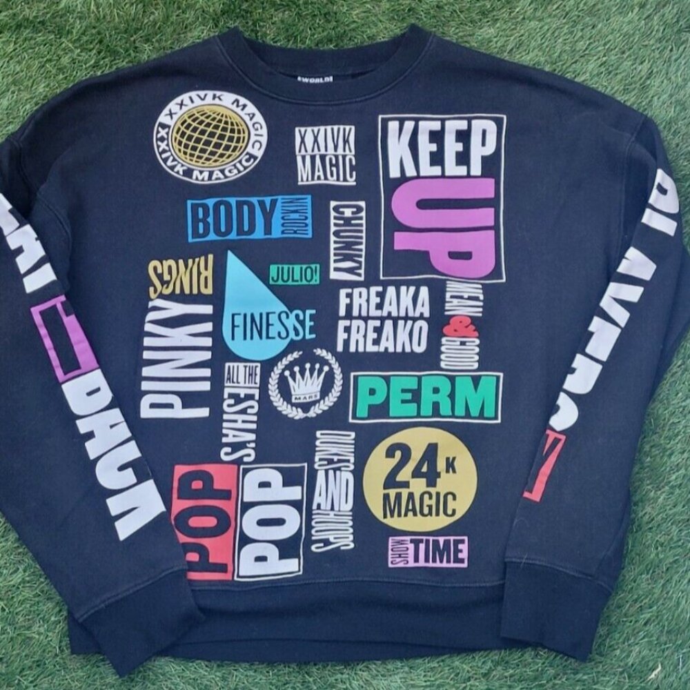 Bruno Mars 24K Magic World Tour Sweater Unisex Large Black Pullover Adult